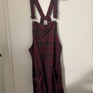 Plaid Burgundy Overalls